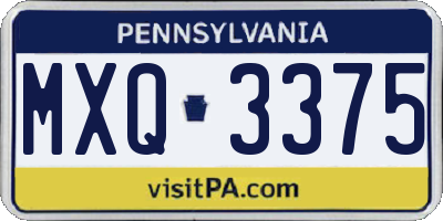 PA license plate MXQ3375