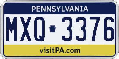 PA license plate MXQ3376