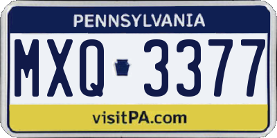 PA license plate MXQ3377