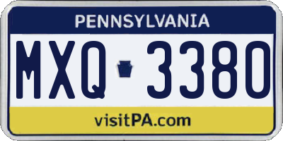 PA license plate MXQ3380