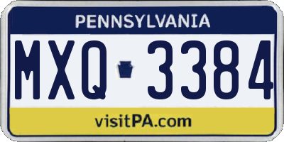 PA license plate MXQ3384