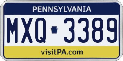 PA license plate MXQ3389