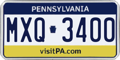 PA license plate MXQ3400
