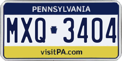 PA license plate MXQ3404