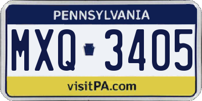 PA license plate MXQ3405