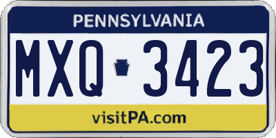 PA license plate MXQ3423