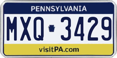 PA license plate MXQ3429