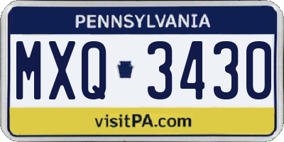 PA license plate MXQ3430