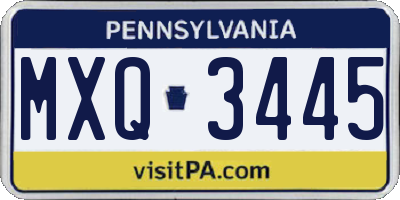 PA license plate MXQ3445