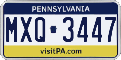 PA license plate MXQ3447