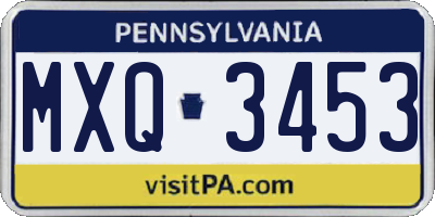PA license plate MXQ3453