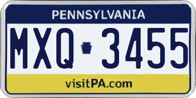 PA license plate MXQ3455