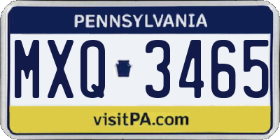 PA license plate MXQ3465