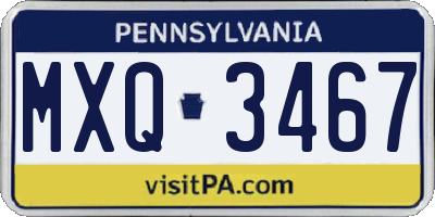 PA license plate MXQ3467