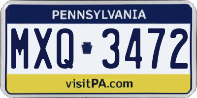 PA license plate MXQ3472