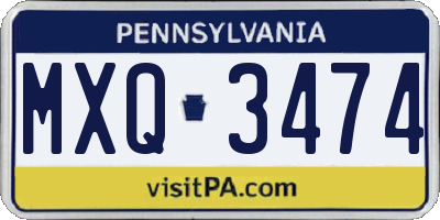 PA license plate MXQ3474