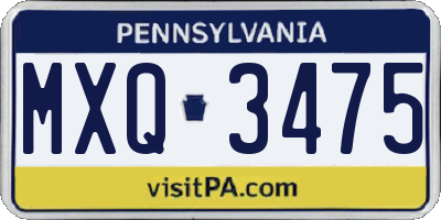 PA license plate MXQ3475