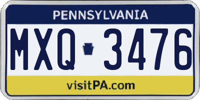 PA license plate MXQ3476