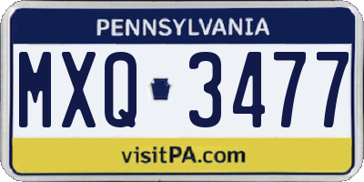 PA license plate MXQ3477