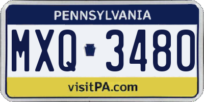 PA license plate MXQ3480