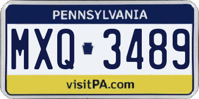 PA license plate MXQ3489