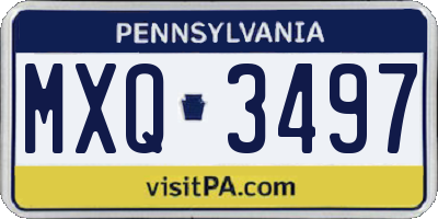 PA license plate MXQ3497