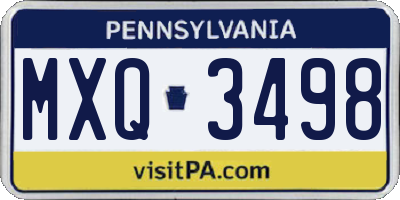 PA license plate MXQ3498