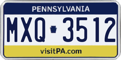 PA license plate MXQ3512