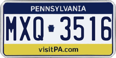 PA license plate MXQ3516
