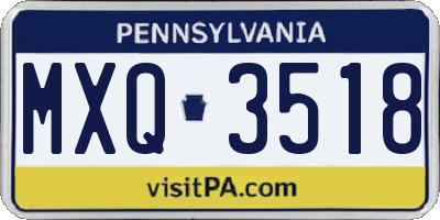 PA license plate MXQ3518
