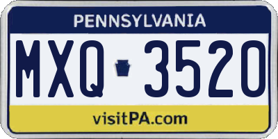 PA license plate MXQ3520