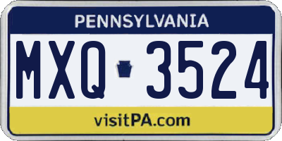 PA license plate MXQ3524