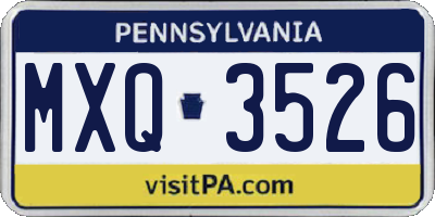 PA license plate MXQ3526