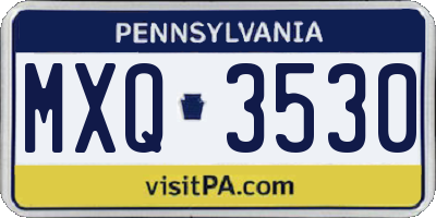 PA license plate MXQ3530