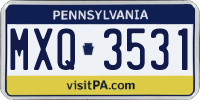 PA license plate MXQ3531