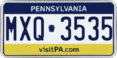 PA license plate MXQ3535