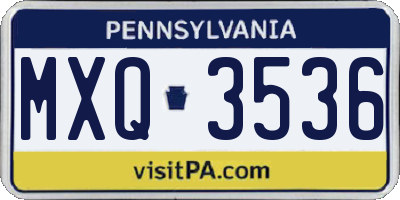 PA license plate MXQ3536