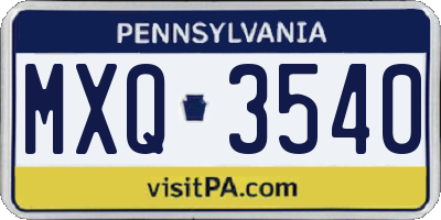 PA license plate MXQ3540