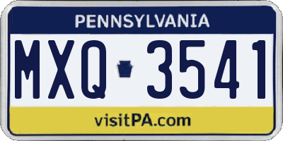 PA license plate MXQ3541