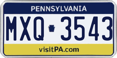 PA license plate MXQ3543