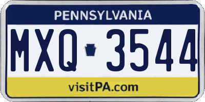 PA license plate MXQ3544