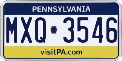 PA license plate MXQ3546