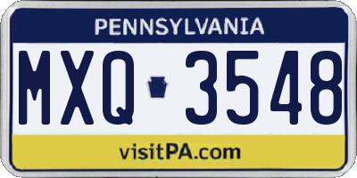 PA license plate MXQ3548