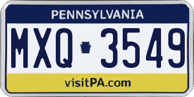 PA license plate MXQ3549