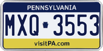 PA license plate MXQ3553