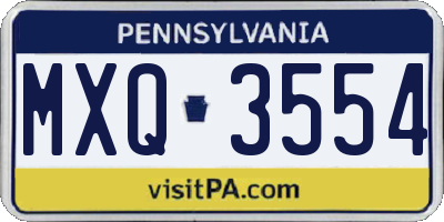 PA license plate MXQ3554