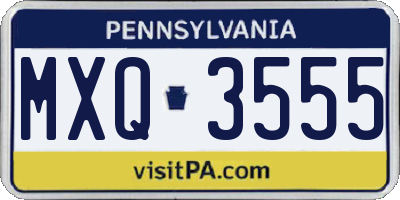 PA license plate MXQ3555