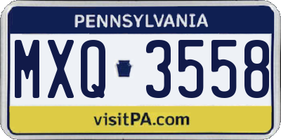 PA license plate MXQ3558
