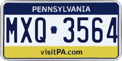PA license plate MXQ3564