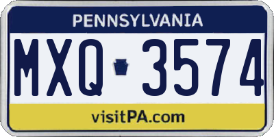 PA license plate MXQ3574